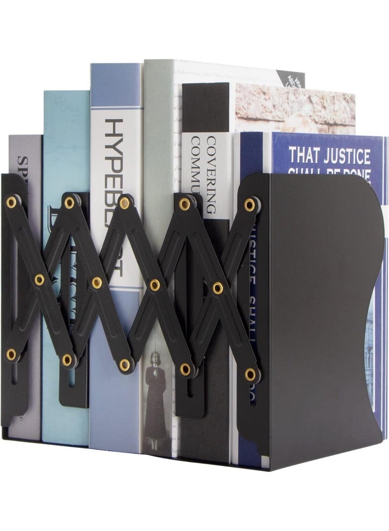 Toriseek Adjustable Book Ends, Metal Bookends for Heavy Books, Desk Book Holder for Shelves, Book Organizer for Desk, Suitable for Office, Home and School Use - Image 1